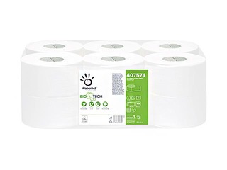 Toilet paper Papernet Mini Jumbo Bio Tech, 12 rolls, 2 plies, white