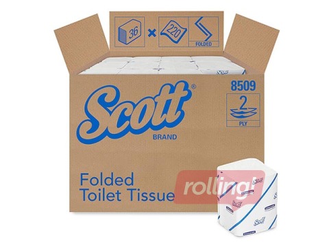 Tualettpaber lehtedena Kimberly Clark Scott 8509 (V), 2 kihti, 11,7 x 18,6 cm, 36 pakki