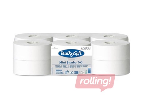 Toilet paper Bulkysoft Premium Mini Jumbo,  Ø 190 mm, 2-ply, 12 rolls, white