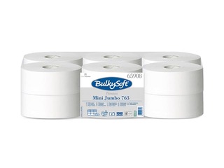 Toilet paper Bulkysoft Premium Mini Jumbo,  Ø 190 mm, 2-ply, 12 rolls, white