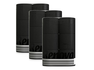 Tualettpaber Renova, 6 rulli,, 3 kihti, must