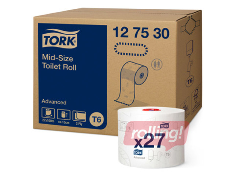 Tualettpaber Tork Premium Advanced T6, 27 rulli, 2 kihti, valge