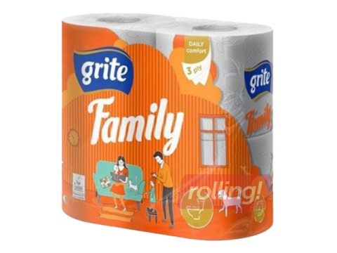 Tualettpaber Grite, Family, 3-kihiline, 4 rulli