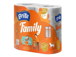 Tualettpaber Grite, Family, 3-kihiline, 4 rulli