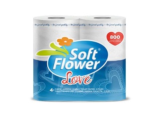 Love Soft Flower tualettpaber, 2 kihti, valge, 4 rulli