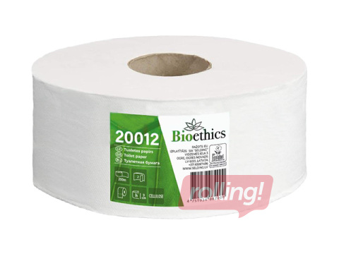 Tualettpaber Bioethics, 2-kihiline, valge, 200 m, 12 rulli