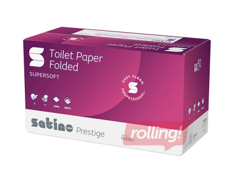 Tualettpaber lehtedena Satino Prestige, 2-kihiline, valge, 30 pakki