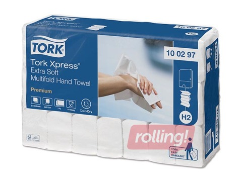Kätepaber Tork Premium Extra Soft H2, 21 pakendis., 2 kihti, valge