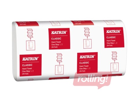 Papīra dvieļi loksnēs Katrin Classic One Stop L2, 110 lokšņu, 21 pac., 2 slāņi, balti