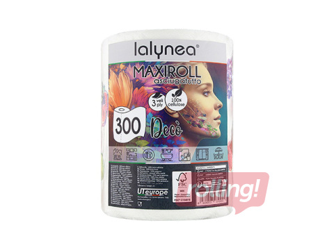 Pabernapp, Lalynea Maxiroll Deco, 3 kihti, 300 lehte, valge, 1 rull