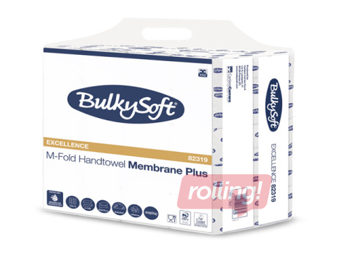 Paberrätikud Bulkysoft Membrane Plus, W-volditavad, H2, valged, 120 lehte, 3-kihilised, 15 pakki.