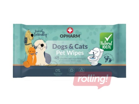 Niisked salvrätikud lemmikloomadele Opharm Dogs&Cats, 48 tk.