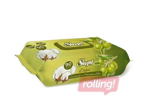 Niisked salvrätikud Sleepy, Olive, 90 tk.