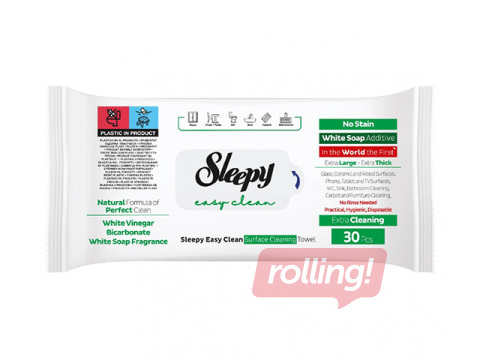 Niisked salvrätikud Sleepy, Easy Clean, White Soap, 30 tk.