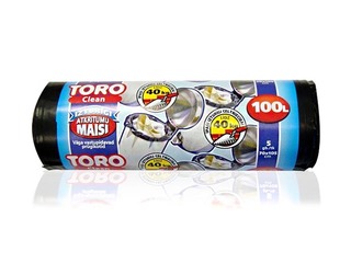 Prügikotid rulis TORO, 100l, 50 mic., 5tk., must