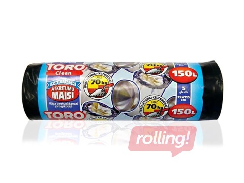 Prügikotid rulis TORO, 150l, 58 mic., 5tk., must