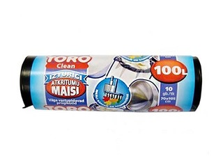 Prügikotid TORO, 100 l, 30 mikr., 10 tk, must