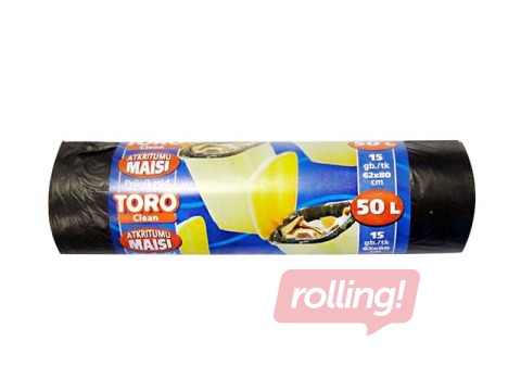 Prügikotid TORO, 50 l, 10 mic., 15 tk., must