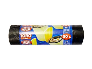 Prügikotid TORO, 50 l, 10 mic., 15 tk., must