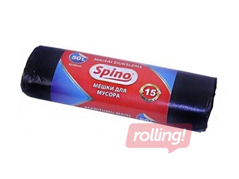 Garbage bags Spino, 50 l, 12 mic., 15 pcs. black