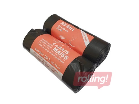 Garbage bags Labais Maiss, black, 25l, 30 microns, 15 pcs.