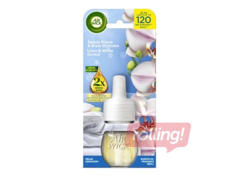 Õhuvärskendaja täitepudel Air Wick Electrical, Linen & White Orchid, 19ml