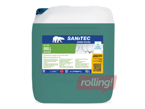 Nõude loputusvahend Sanitec, Brill, Green Power, nõudepesumasinatele, 15l