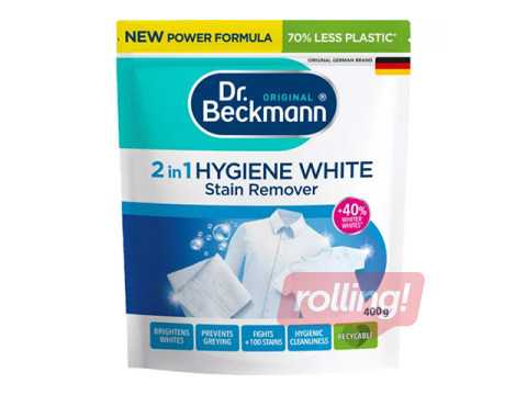 Pleegitus ja plekieemalduspulber Dr.Beckmann Hygiene White, 2in1, heledatele kangastele, 400g