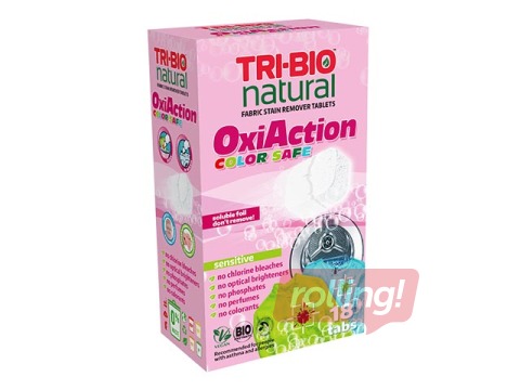 SALE Naturaalse riide plekieemaldaja tabletid, Oxi-Action Color, Sensitive Tri-Bio, 18 tab.