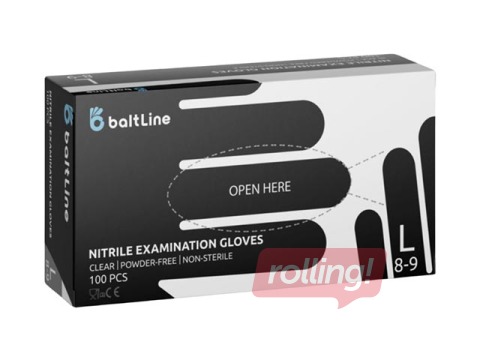 Nitrile gloves without powder BaltLine L size, 100 pcs, black 