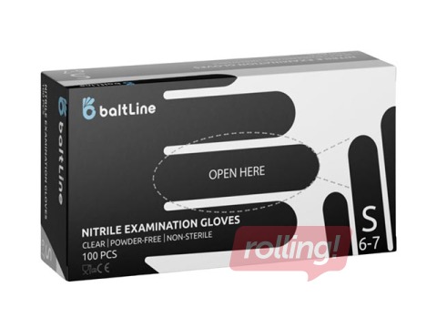 Nitriilkindad ilma puudrita BaltLine S suurus, 100 tk, must