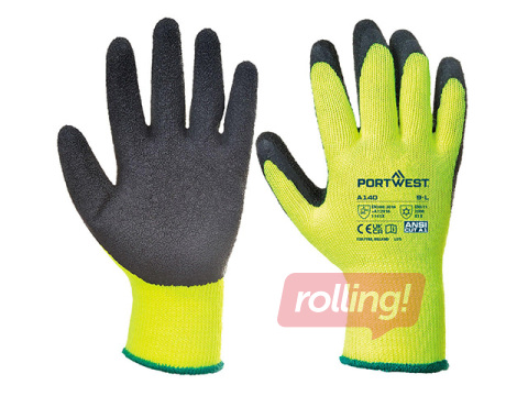 Töökindad külma ilma jaoks Thermal Grip - Latex, L suurus, kollane/must