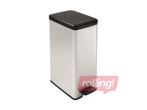 Waste bin with pedal metalized Slim Bin, 40l, silver