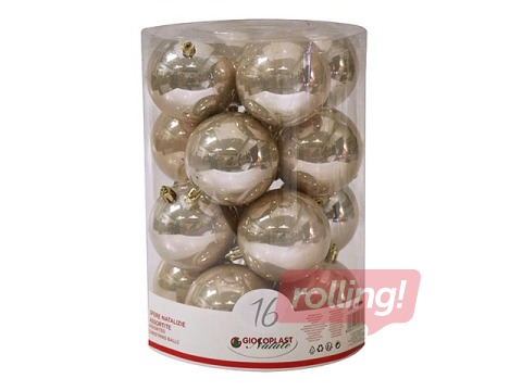 Christmas bulbs, ø8 cm, 16 pcs., champagne color