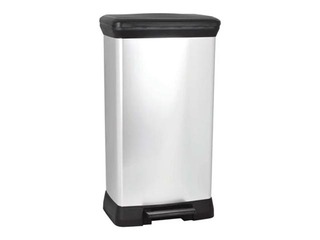 Prügikast pedaaliga Deco Bin, metalliseeritud, hõbedane, 50l