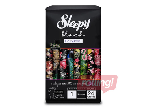 Hügieenisidemed Sleepy, must, tavaline, 24 tk.