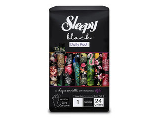 Hügieenisidemed Sleepy, must, tavaline, 24 tk.