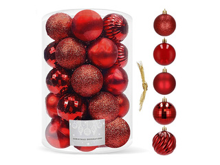 Jõulupuu kaunistused Springos, pallid, punased, 20 tk