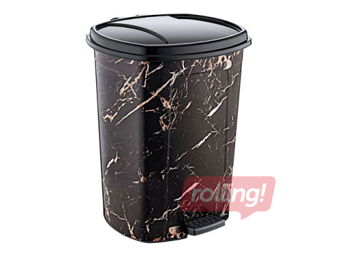 Pedaaliga prügikast Ozer, must marmor, 50l