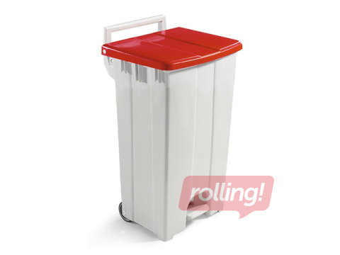 Prügikast pedaaliga, punase kaanega, 90l
