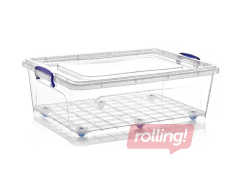 Kast ratastega ja kaanega, 68 x 47 x h 21 cm , 40 l