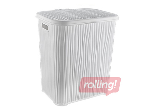Pesukorv Ozer Wavy, kaanega, valge, plastik, 48l