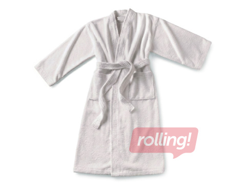 Frotee hommikumantel, ilma kraeta, valge, suurus L