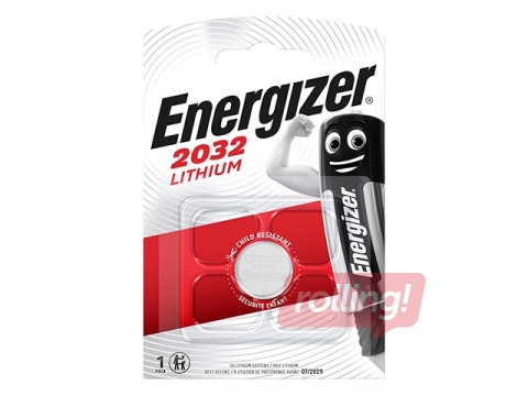 Patarei Energizer Lithium, nööppatarei, CR 2032, 1 tk. 