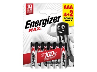 Patareid Energizer MAX Alkaline, AAA B4+2,1.5V, 6 tk.