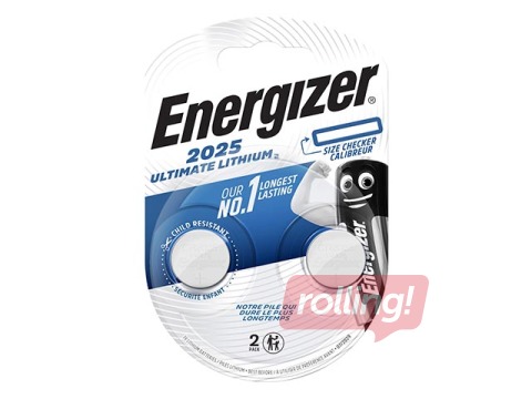 Patarei Energizer Ultimate Lithium, nööppatarei, CR 2025, 2 tk. 