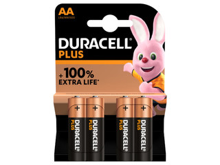 Patarei Duracell Alkaline, Plus, AA, 1,5V, 4 tk.