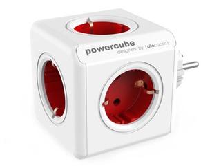 Pistikupesa kuubik PowerCube, 5 pesaga, punane