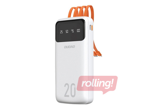 Mobiililaadija Duado PowerBank 20000mAh USB-C + micro USB +Lightning balts (Duado K6Pro+)