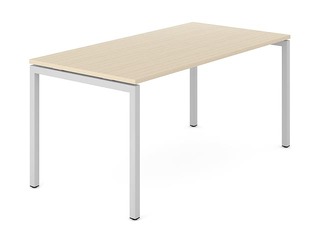 Office table with a metal frame and U legs, 160 cm, amber oak tone, metal silver legs
